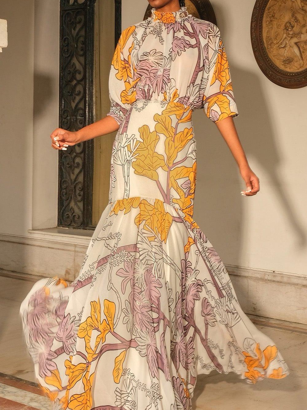 Andres Otalora El Bosque Chiffon Maxi Dress